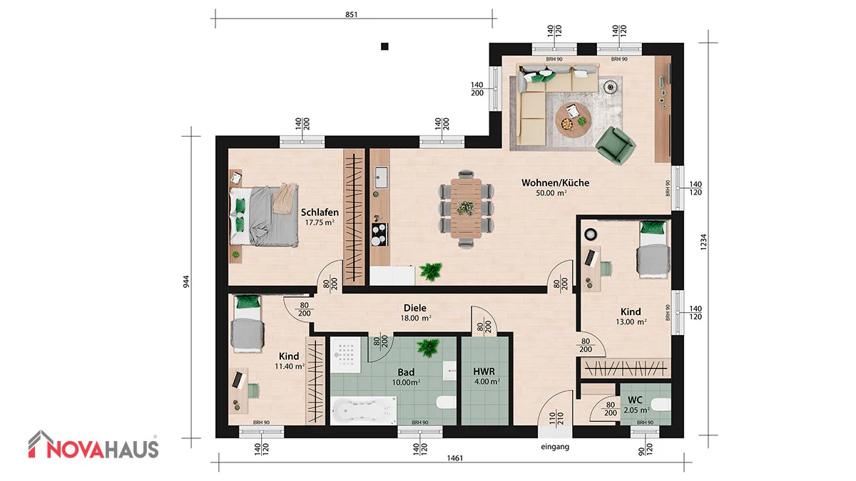 Bungalow in U Form